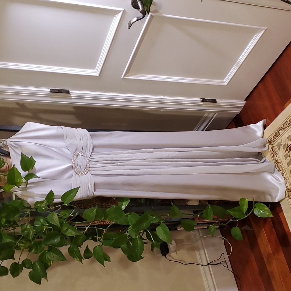 Spaghetti straps silver ISSUE gown.